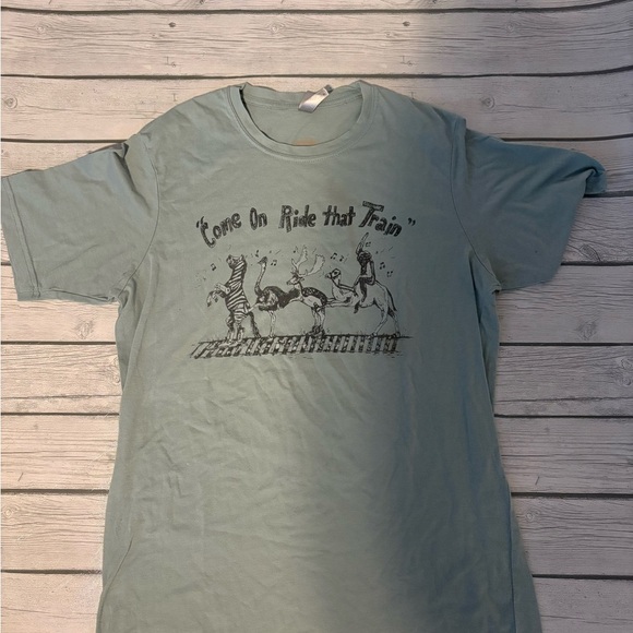 Next Level Apparel Tops - Mr P’s tees “c’mon ride that train” Tee in Light green